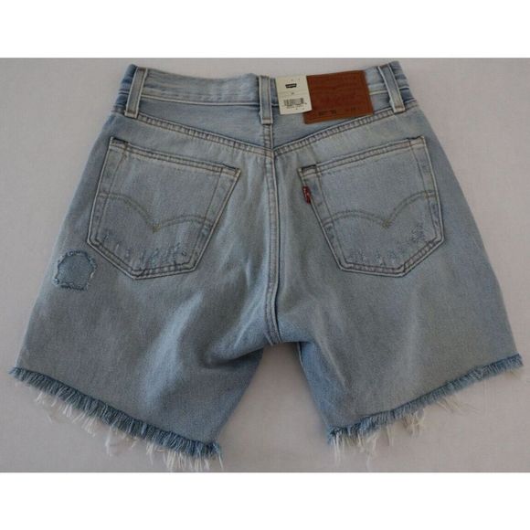Levi's 501 '93 Men's Sz 28 Blue Paint By Numbers Cutoff 7" Denim Jean Shorts $70 - Picture 2 of 7